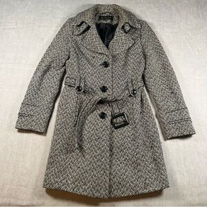 Giacca Black and Gray Herringbone Trench Coat